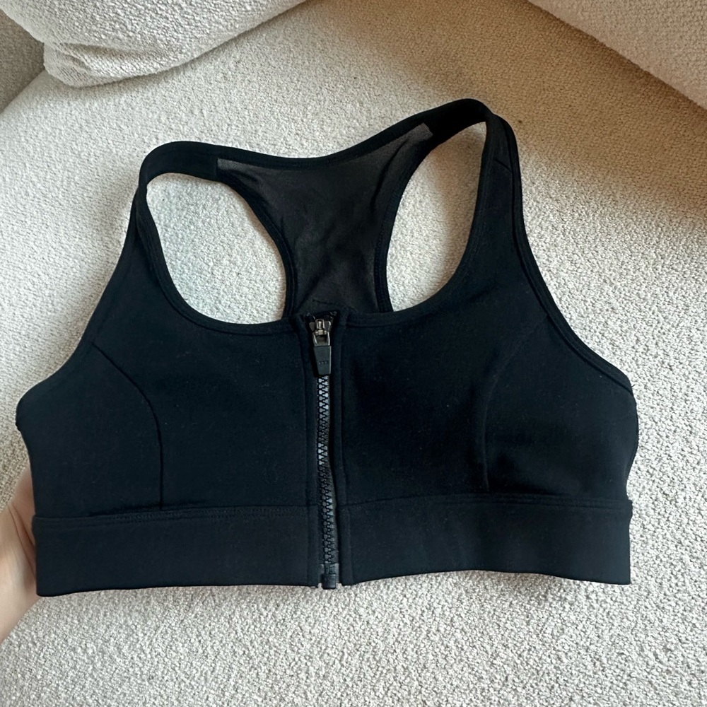 New LSKD Black Zipper Sports Bra with mesh detail racerback sprint